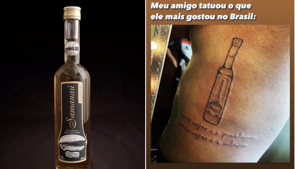 Turista irlandês visita Brasil, se encanta com cachaça Samanaú e tatua garrafa da bebida