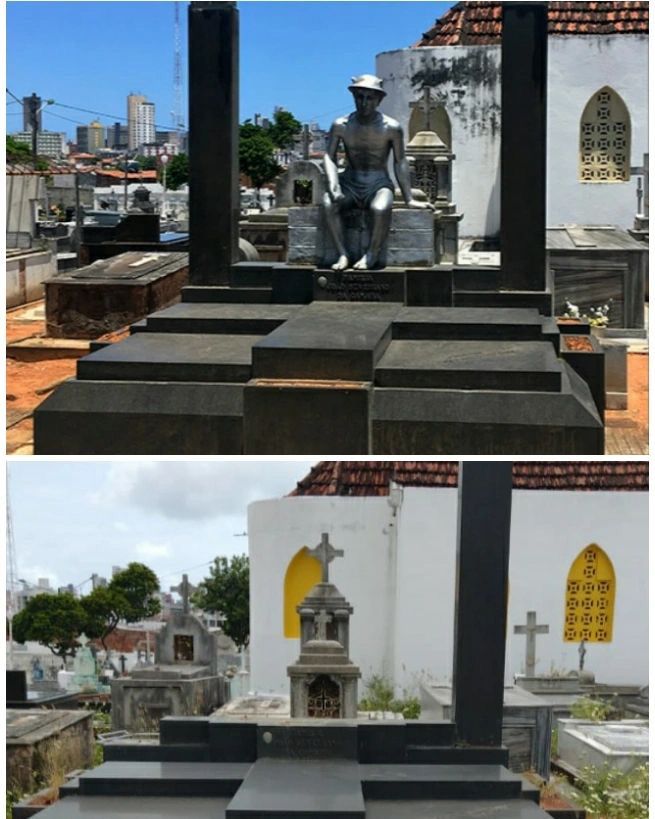 Estátua de bronze do mausoléu de João Câmara é furtada do cemitério do Alecrim