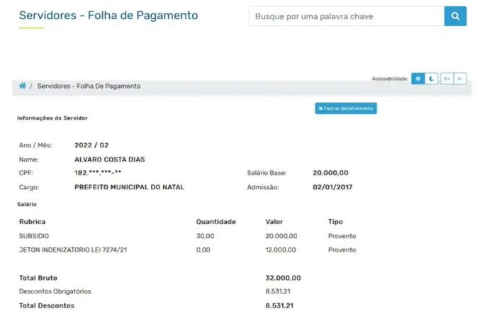 Prefeitura de Natal diz em nota que aumento de salário não procede e que 60% de aumento dos vencimentos do prefeito se refere a “jetons”