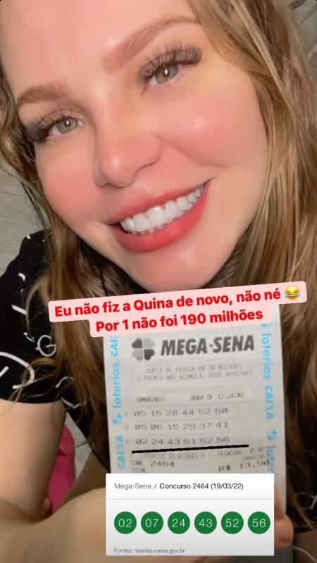 Ex-BBB Paulinha Leite ganha em loteria pela 57ª vez e fatura mais R$ 35 mil