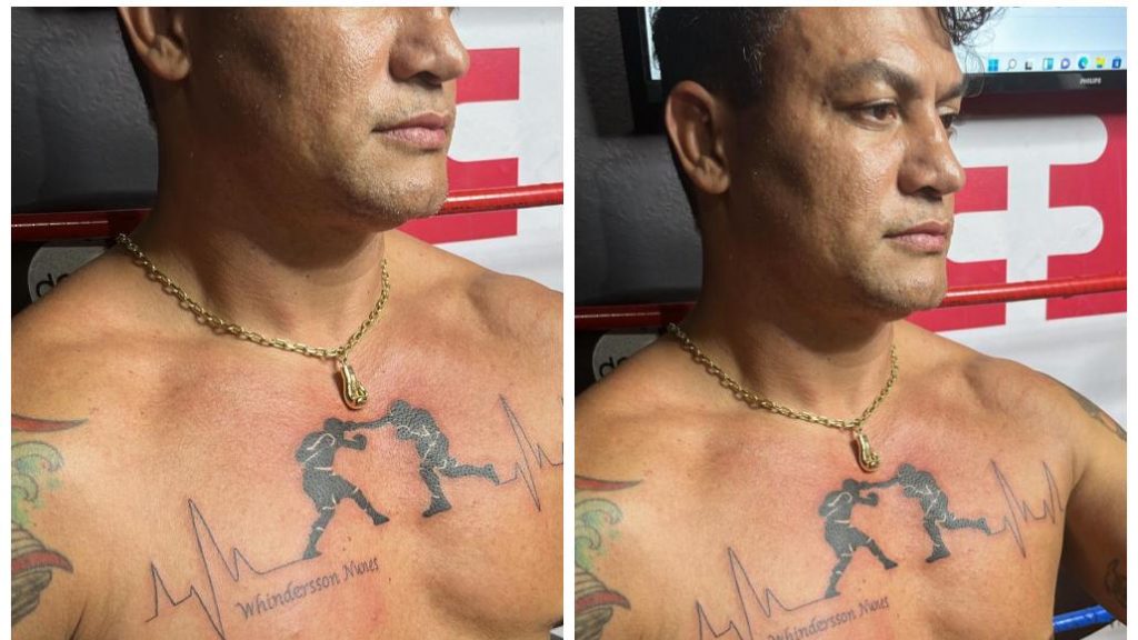 Popó tatua cena da luta com Whinderson Nunes: “Obrigado por tudo, meu campeão”
