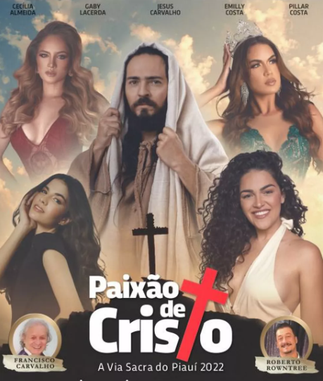 Cartaz da Paixão de Cristo com Jesus entre mulheres com roupas decotadas gera polêmica