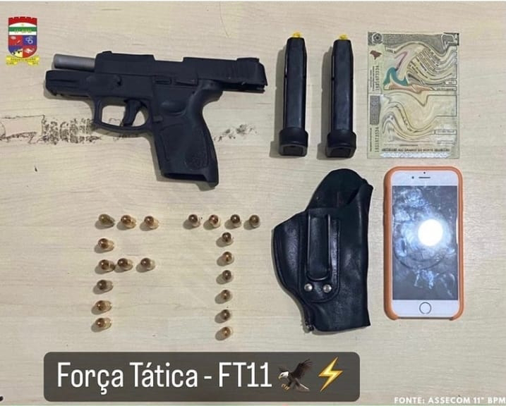 Força Tática do 11° BPM prende homem por porte ilegal de arma de fogo no município de Bom Jesus/RN