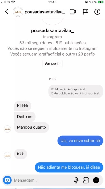 Golpista invade perfil de pousada, faz ‘promoção’ e debocha de vítimas