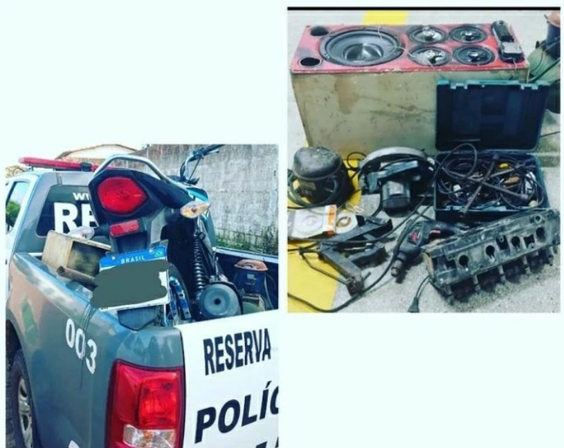 Policiais militares da 7ª CIPM recuperam uma moto e outros produtos de roubo em Ceará Mirim