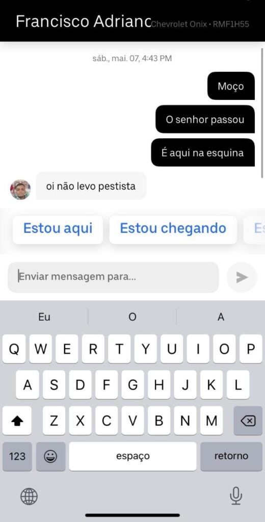 “NÃO LEVO PETISTA”: Motorista da Uber recusa corrida e caso viraliza nas redes sociais