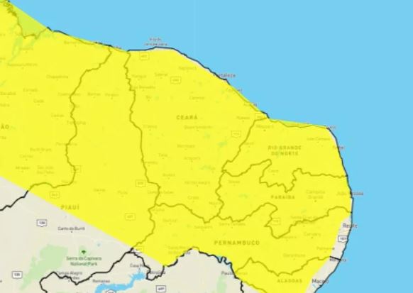 Instituto Nacional de Meteorologia prorroga alerta de chuvas intensas em todo o RN