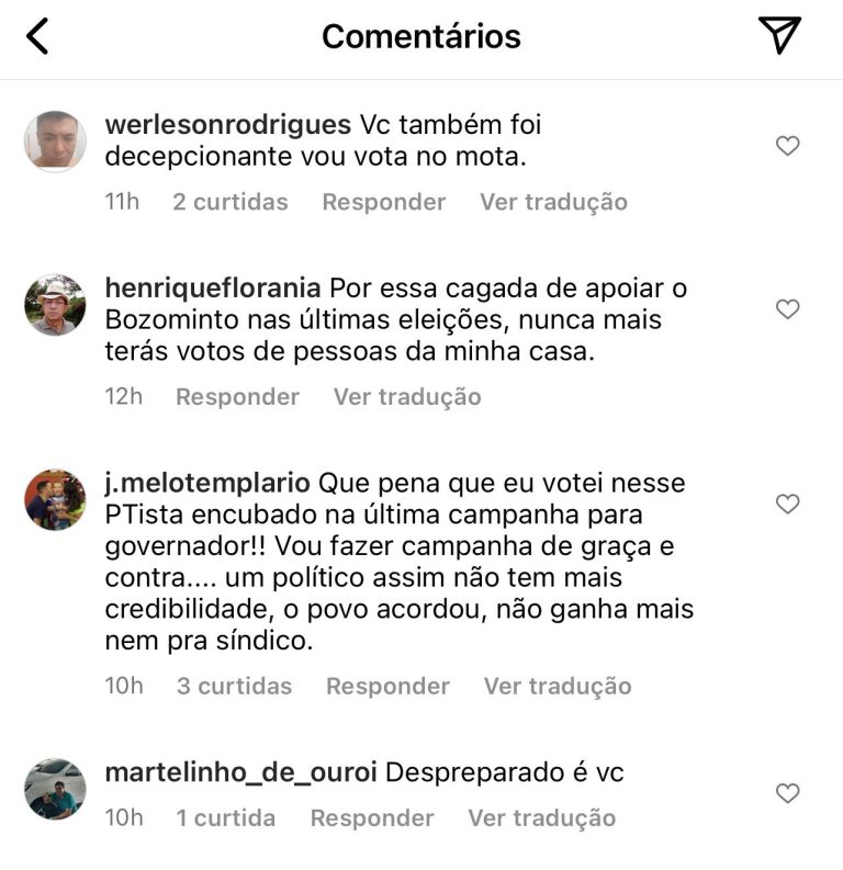 Carlos Eduardo é bombardeado no próprio perfil ao dizer que se arrependeu de voto em Bolsonaro