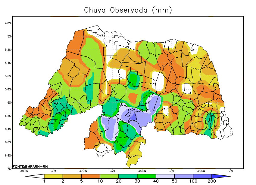 Rio Grande do Norte registra chuvas em todas as regiões entre sábado e domingo (5)