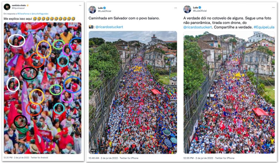 Imagem de ato com Lula em Salvador tem pessoas duplicadas; PT diz que não é montagem, mas “bug” da foto panorâmica