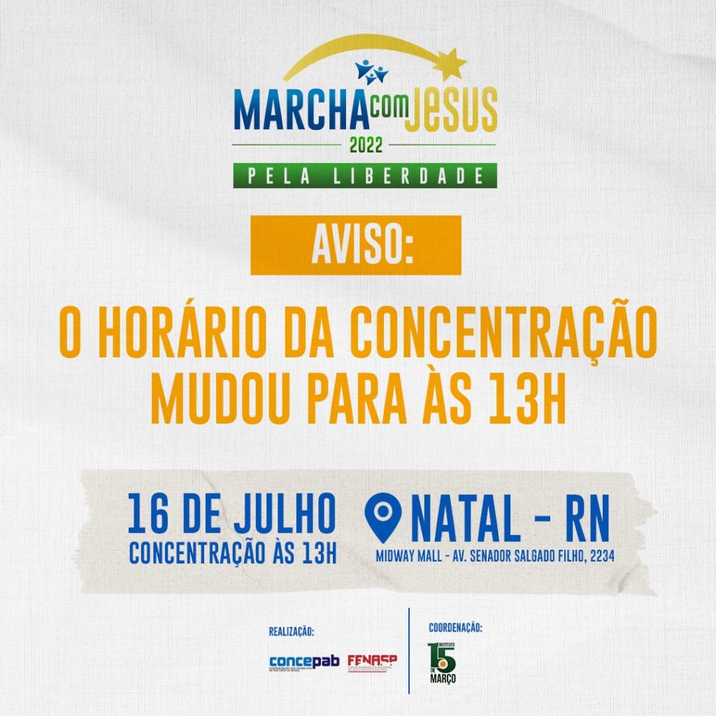 MUDANÇA DE HORÁRIO: Evento Marcha com Jesus acontece neste sábado às 13h