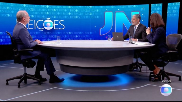 Ciro fala por 30 minutos no “JN”; Bonner e Renata, por 10