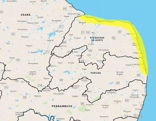 Inmet emite alerta de acumulado de chuvas para Natal e mais 34 cidades no RN