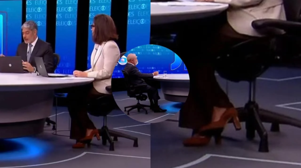 O ‘suspeito’ sapato de Renata Vasconcellos no Jornal Nacional