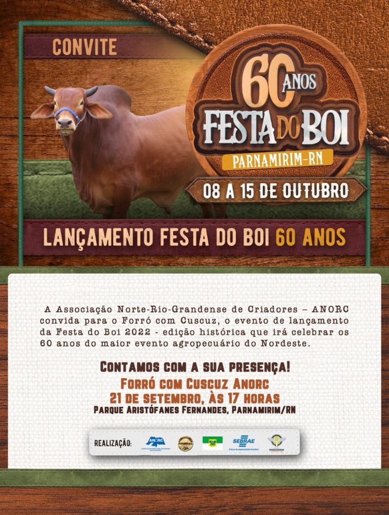 Anorc e Governo do Estado lançam oficialmente a Festa do Boi número 60 na quarta, 21