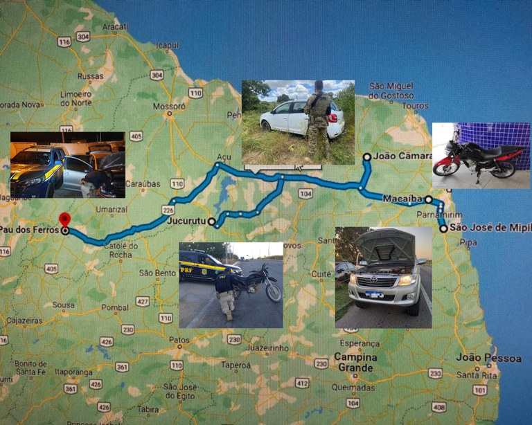 Polícia Rodoviária Federal recuperou cinco veículos roubados