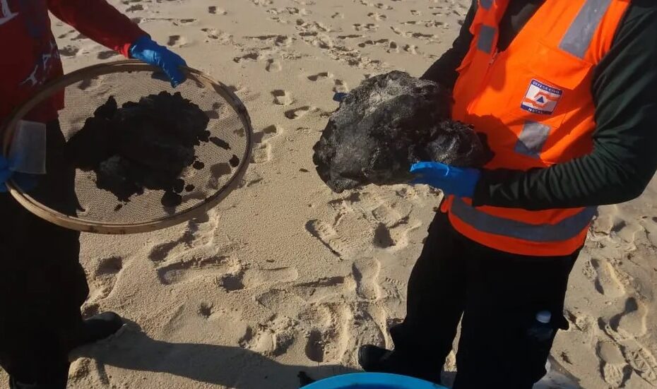 Quase uma tonelada de óleo é recolhida em praias do Rio Grande do Norte