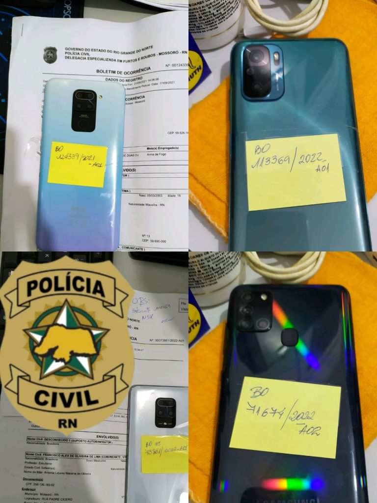 Polícia Civil recupera celulares roubados por meio da sua “Operação Rastreio” em Areia Branca