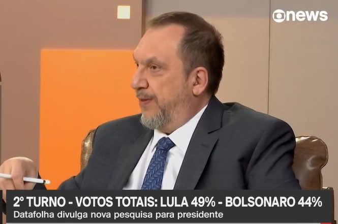 “Com apenas 5 pontos de diferença entre Lula e Bolsonaro, a possibilidade de virada inédita em 2º turno é real”, afirma Mauro Paulino, na GloboNews
