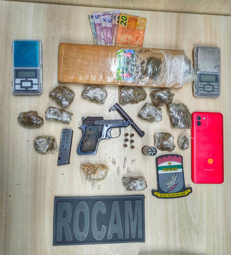 ROCAM apreende arma de fogo e drogas após confronto em Macaíba/RN