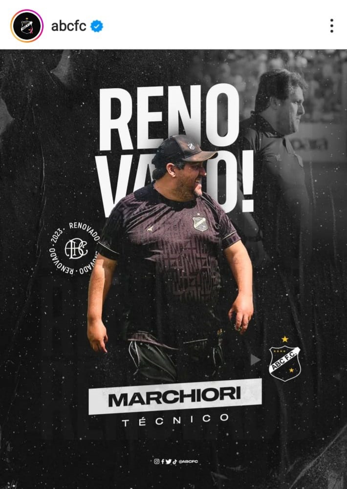 Técnico Fernando Marchiori renova com ABC para a temporada 2023