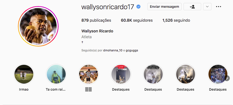 No Instagram, Wallyson não é mais jogador do ABC