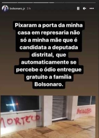 “Morte a Bolsonaro”: ex-esposa do presidente registra BO após pichação