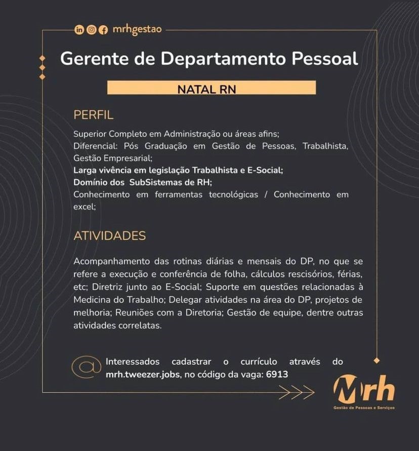 Gerente de Departamento Pessoal