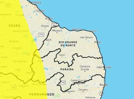 Inmet alerta para chuvas intensas em 10 cidades do RN; veja lista