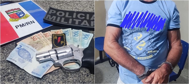 Sem o porte legal, homem é preso pela PM de Caicó portando arma de fogo em bar na zona norte