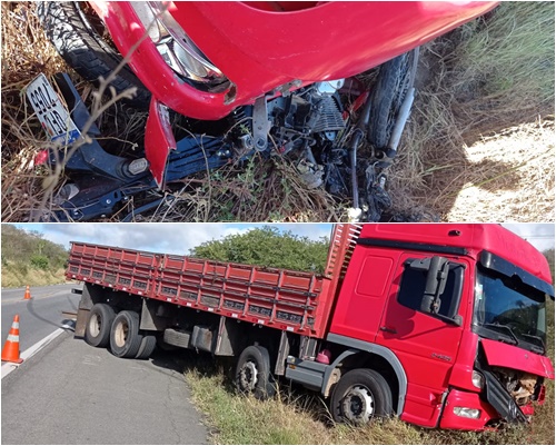 Motoqueiro morre embaixo de caminhão de caicoense na Paraíba