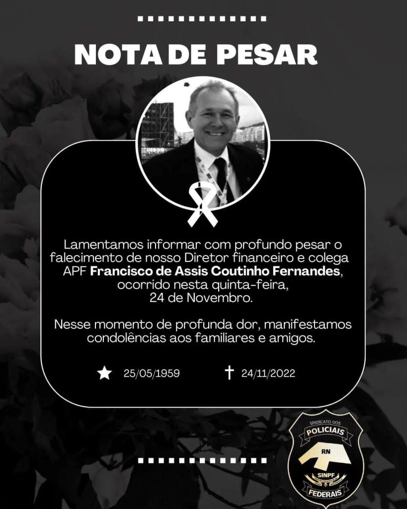 Sepultamento de Assis Coutinho, Diretor financeiro da Polícia Federal, será nesta sexta-feira (25)