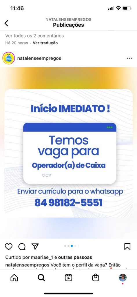 Operador(a) de Caixa