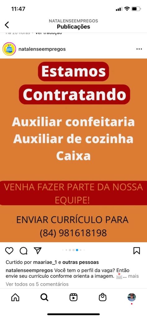 Auxiliar de Confeitaria, Auxiliar de Cozinha e Caixa