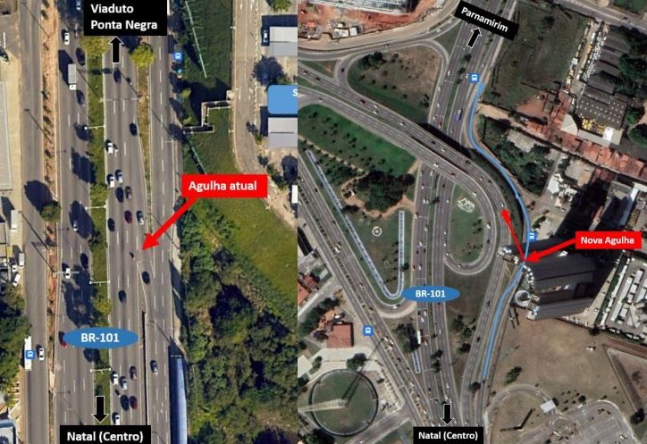 Nova agulha de acesso ao viaduto de Ponta Negra é liberada; confira como fica o trânsito