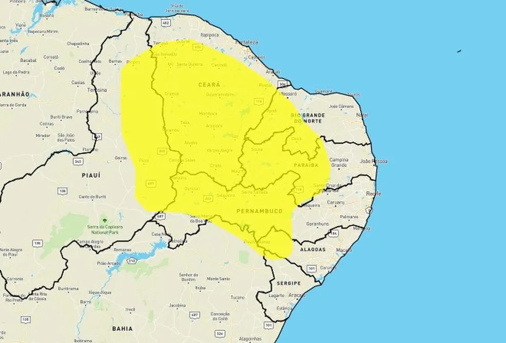 Inmet alerta para baixa umidade do ar em 73 cidades do RN; veja lista