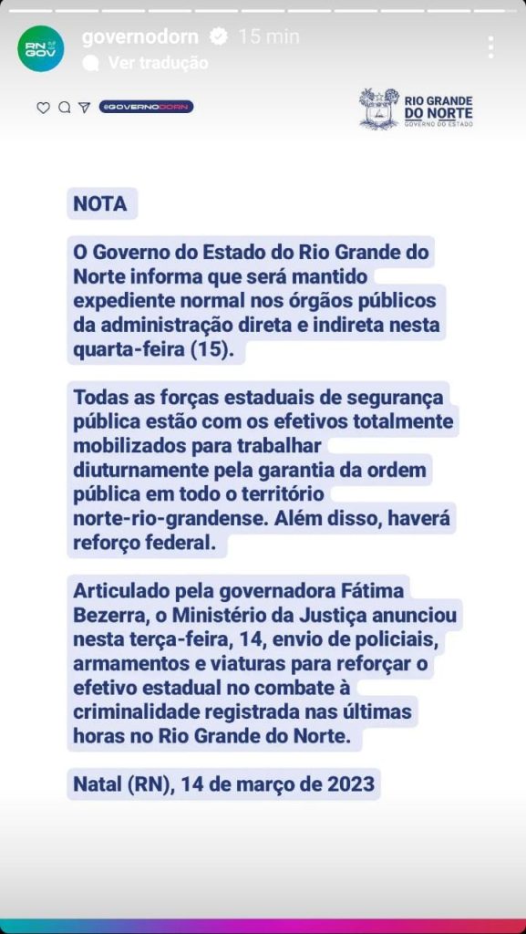 Governo do RN não compactua com a Secretaria de Administração e mantém expediente