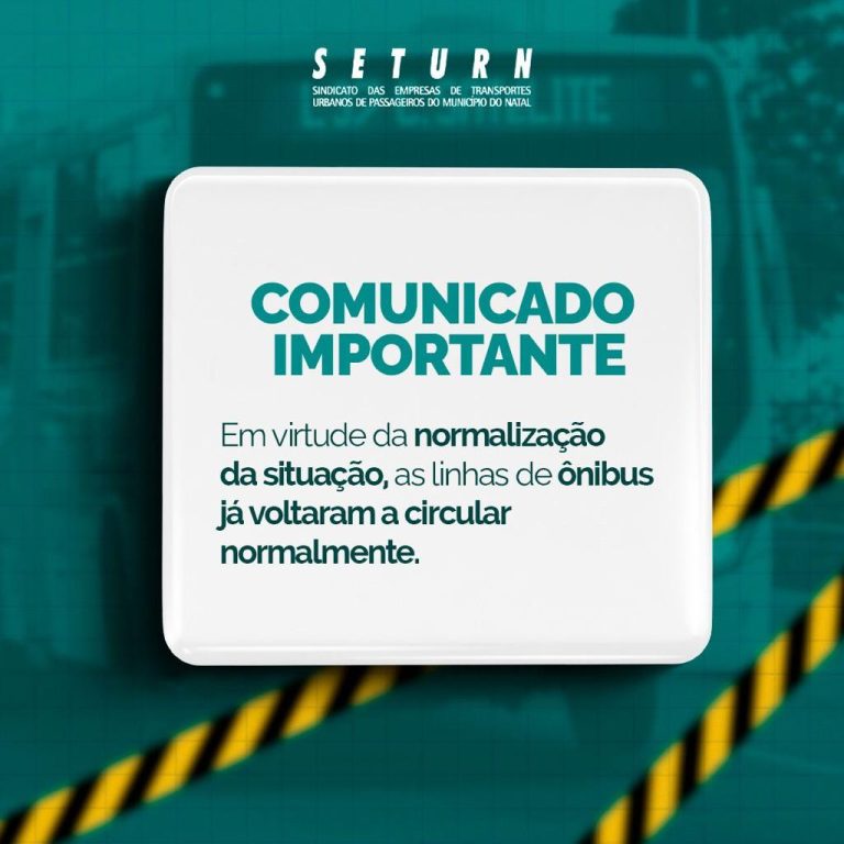 Linhas de ônibus voltam a circular normalmente, informa Seturn