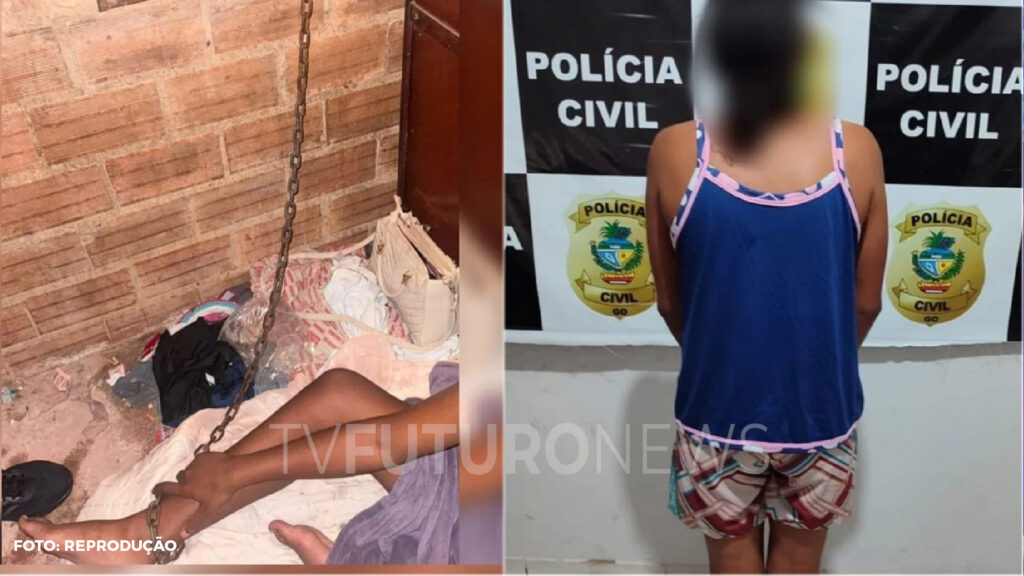 Mulher é presa por manter a filha adolescente em cárcere privado e acorrentada pelos pés.