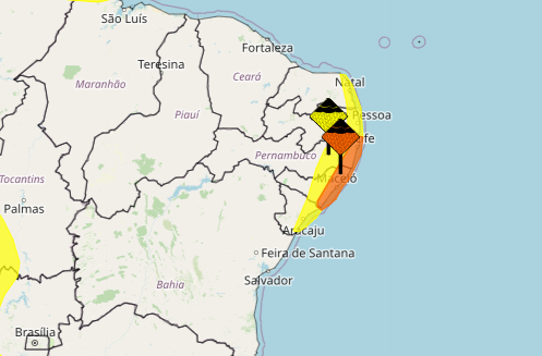 Inmet emite alerta de acumulado de chuva para Natal e mais 28 municípios do RN