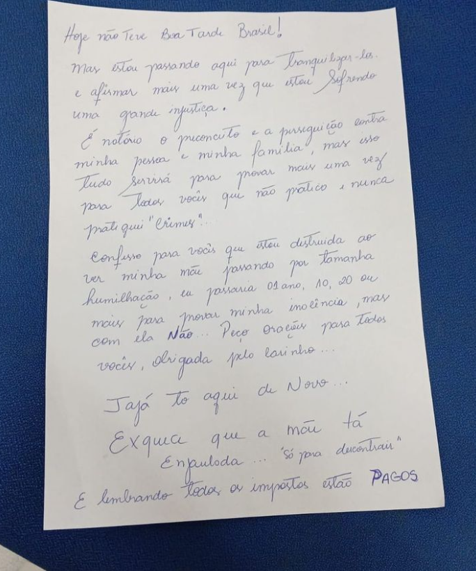 Deolane Bezerra publica carta nas redes sociais ser presa em operação contra lavagem de dinheiro e prática de jogos ilegais