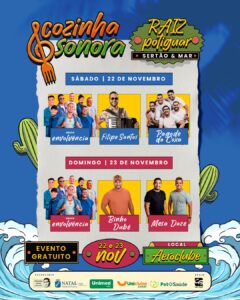 O Cozinha Sonora – Raiz Potiguar: Sertão & Mar está chegando para celebrar a gastronomia, a música e a cultura do nosso estado em um só lugar.