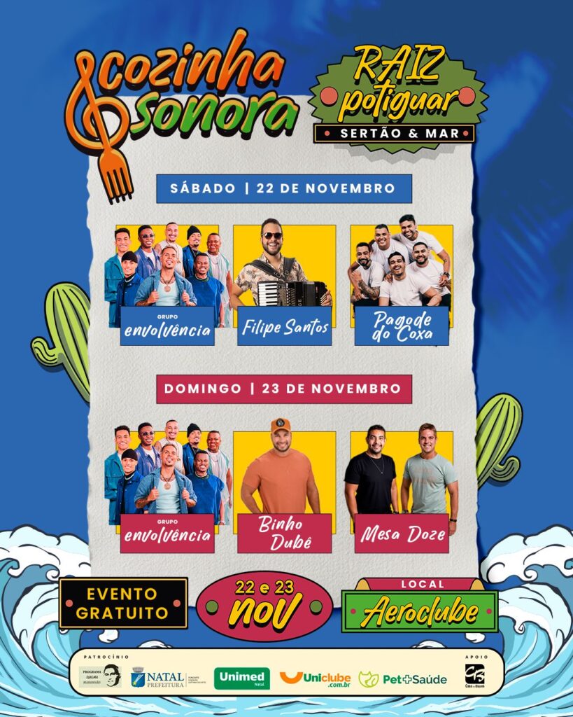 O Cozinha Sonora – Raiz Potiguar: Sertão & Mar está chegando para celebrar a gastronomia, a música e a cultura do nosso estado em um só lugar.